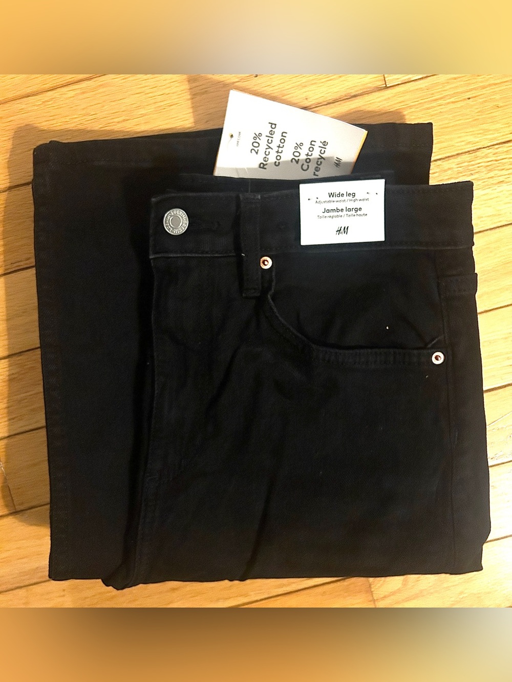 NWT H&M Girls Black Wide Leg Jeans Girls/ Teen Size 18-20 XXL